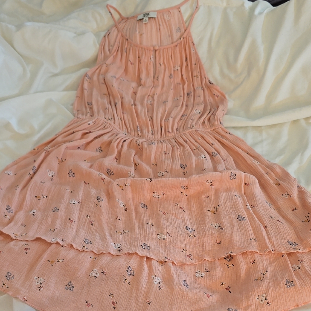 True Craft Halter Mini Dress in Peach